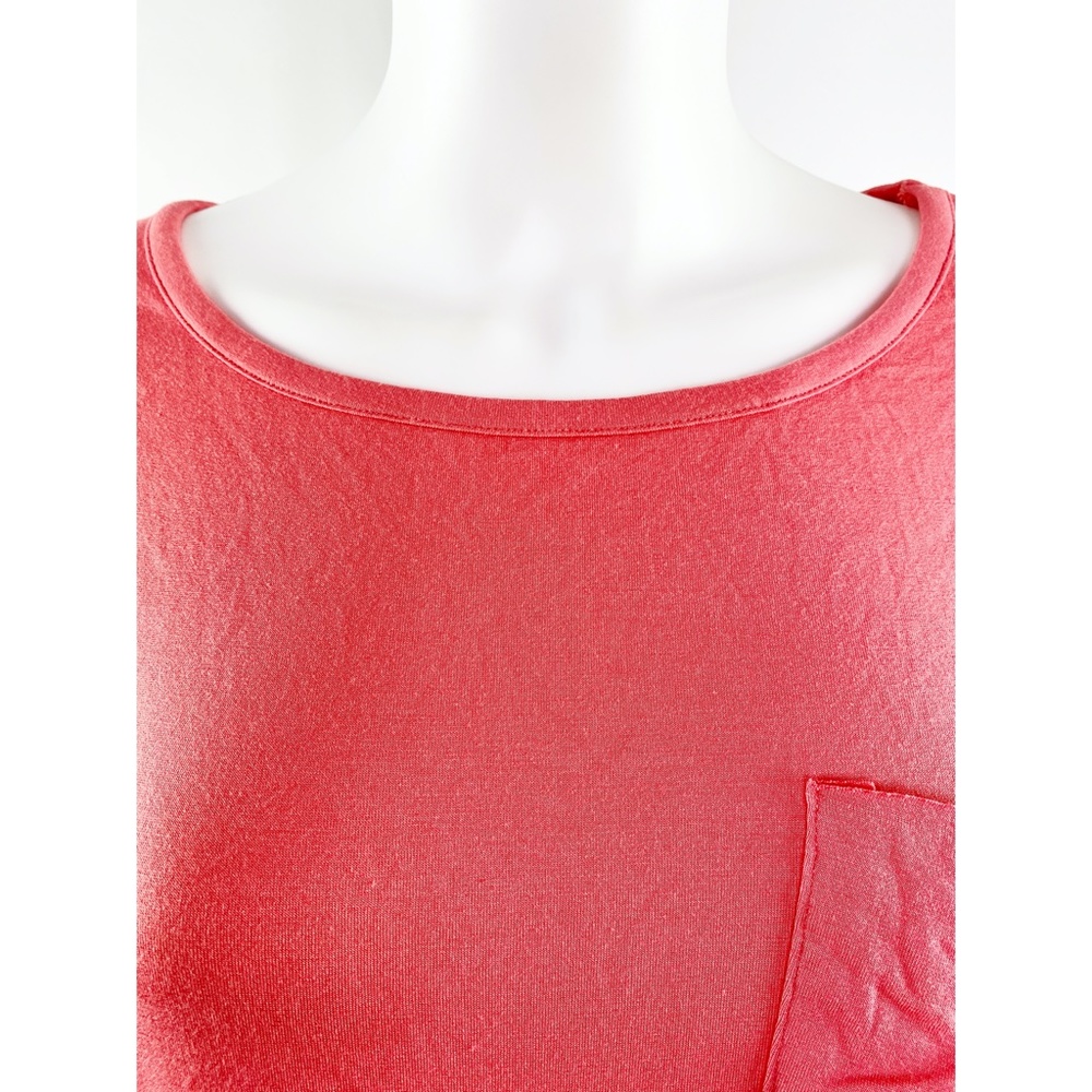 NEW Chaser Coral Pink Shirttail Top Rolltab Sleeve - Picture 3 of 7